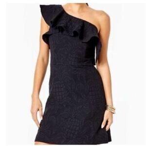 Lilly Pulitzer Black Jacquard One Shoulder Mini Romper Dress Size 4